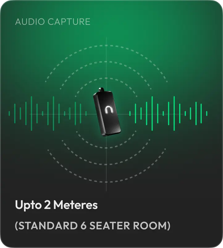 Audio capture: up to 2 metres range