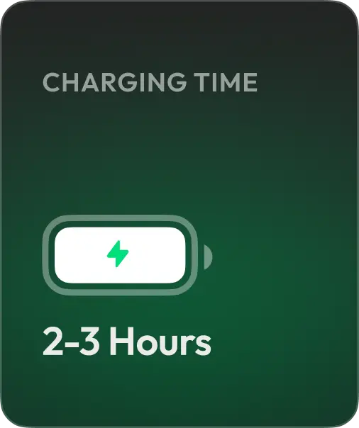 Charging time: 2–3 hours